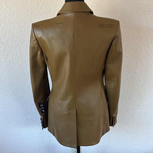 2013 100% Authentic OFF-WHITE Virgil Abloh Leather Blazer Jacket Military Green - Picture 8 of 16